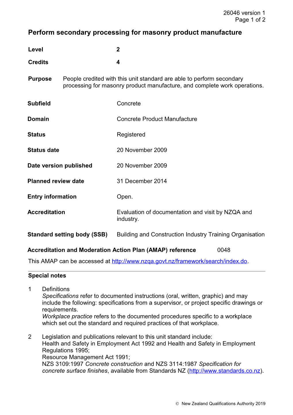 26046 Perform Secondary Processing for Masonry Product Manufacture