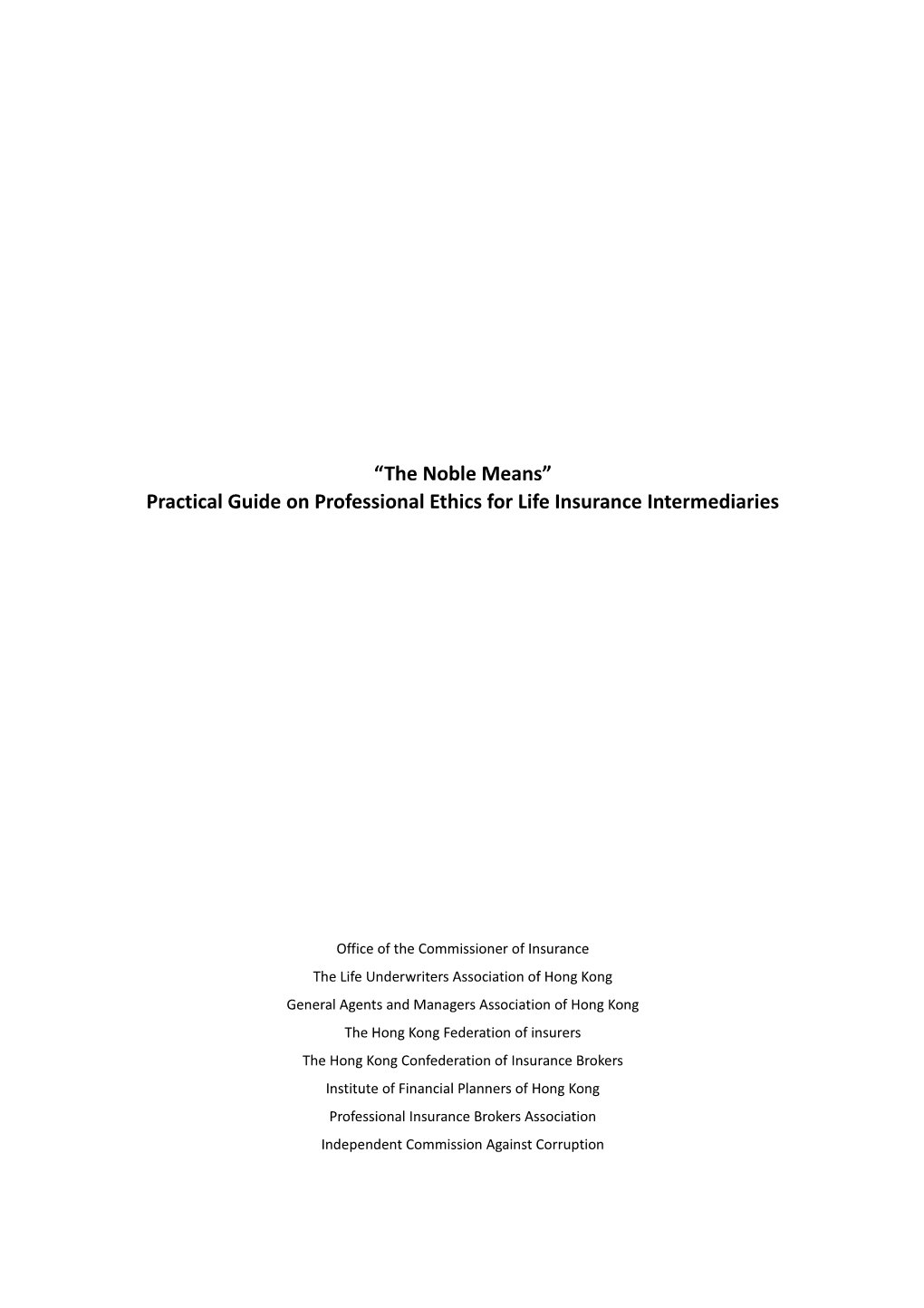 Practical Guide on Professional Ethics for Life Insurance Intermediaries