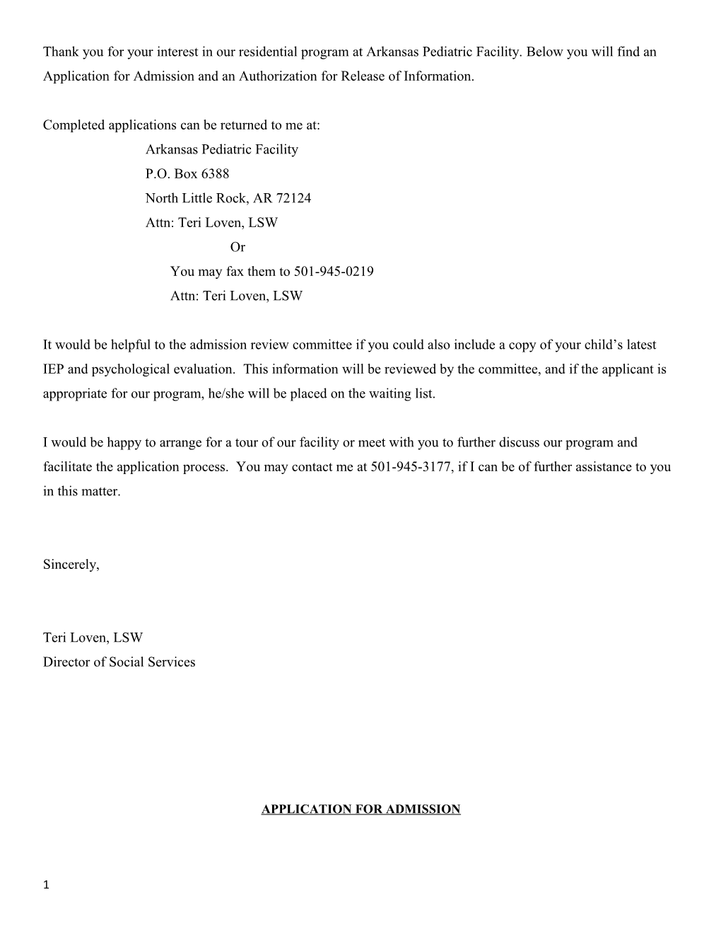 Completed Applications Can Be Returned to Me At