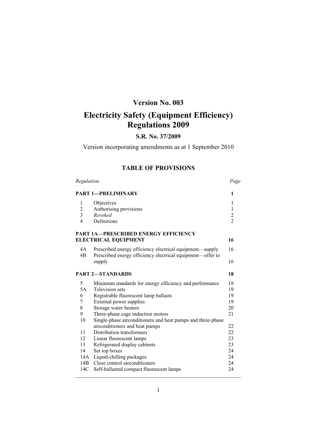 Electricity Safety (Equipment Efficiency) Regulations 2009