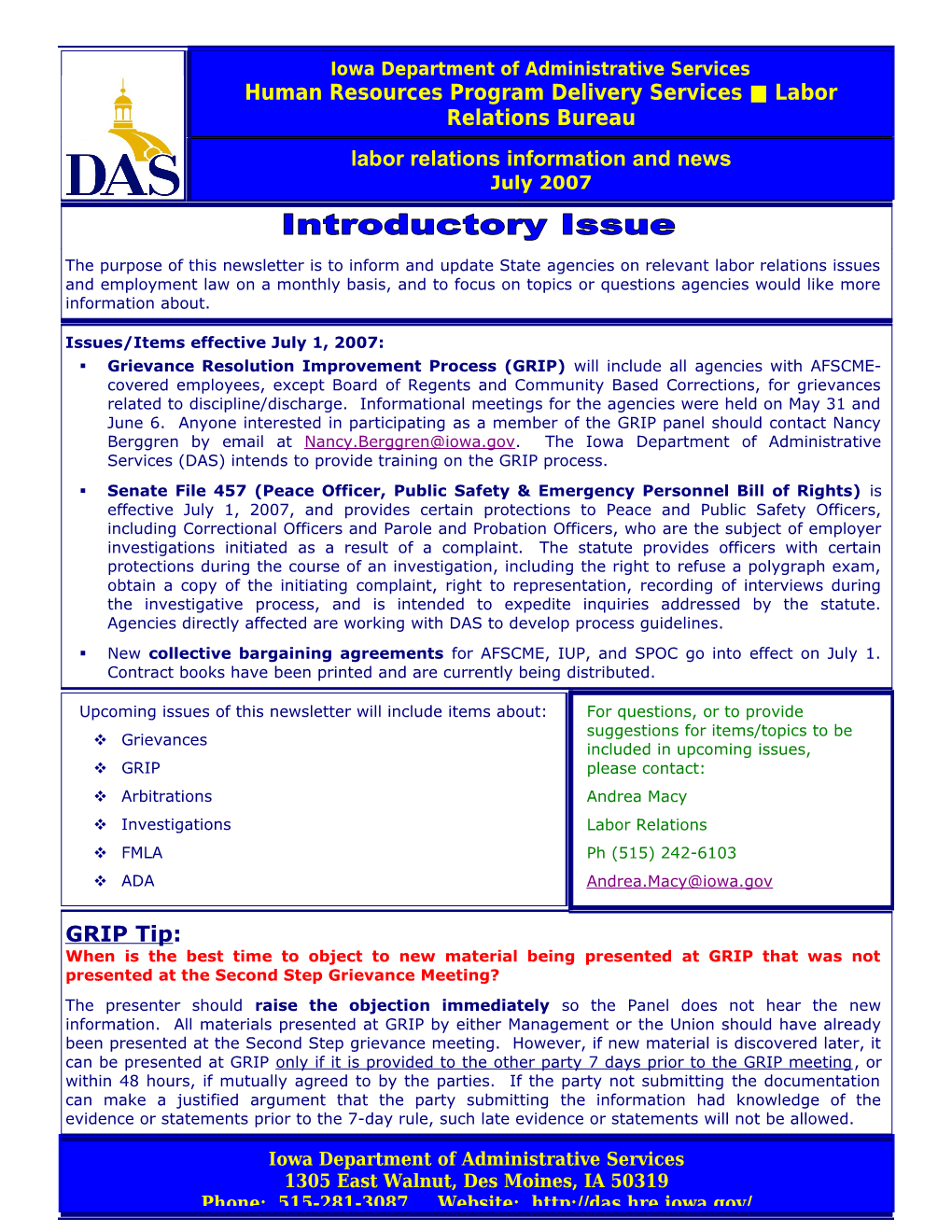 Labor Relations Information and News - April 2007