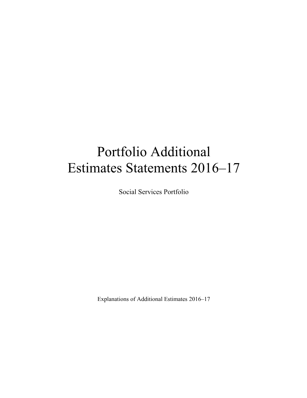 2016-17 DSS Portfolio Additional Estimates Statements (PAES)
