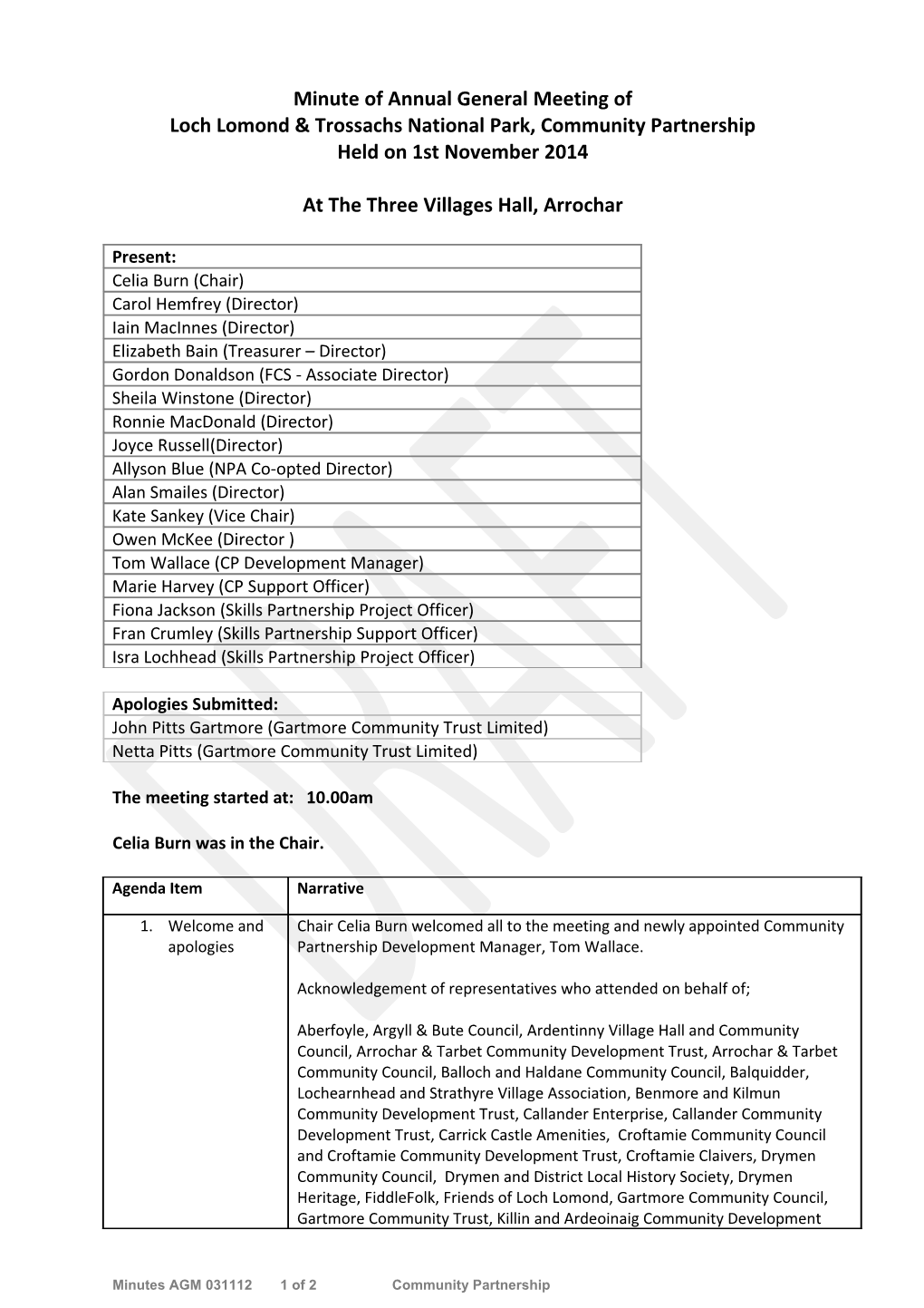 Minute of Annual General Meeting Of