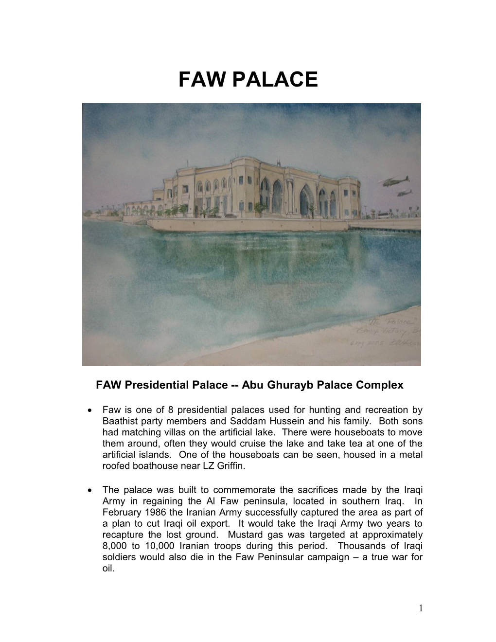 Al Faw Presidential Palace - Abu Ghurayb Presidential Palace Complex