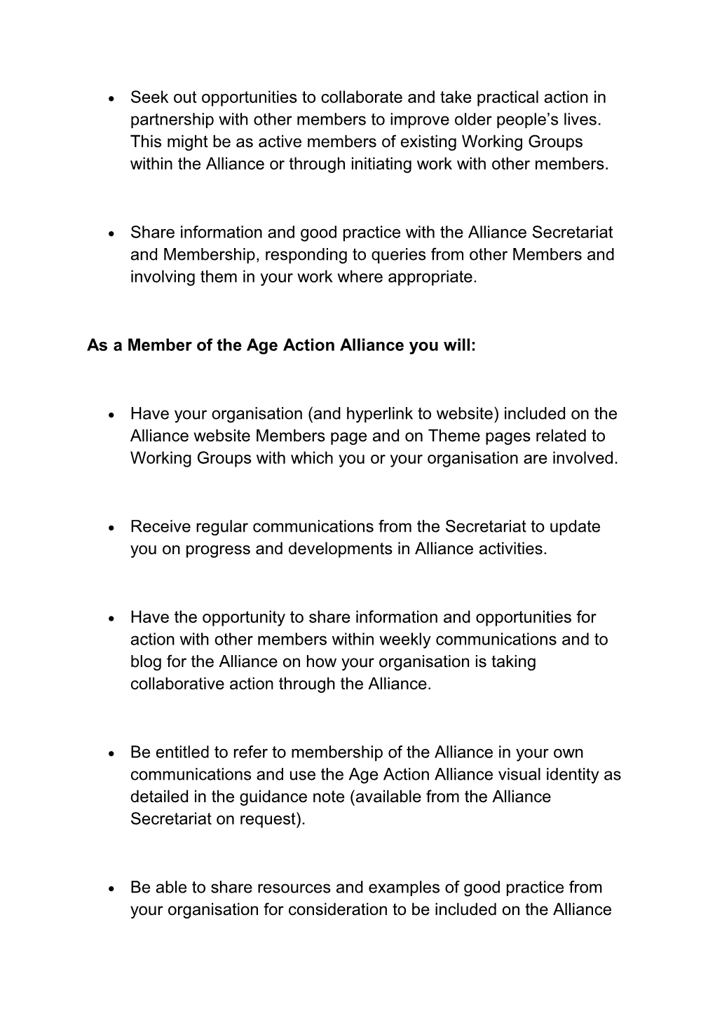 As a Member of the Age Action Allianceyou Agree To