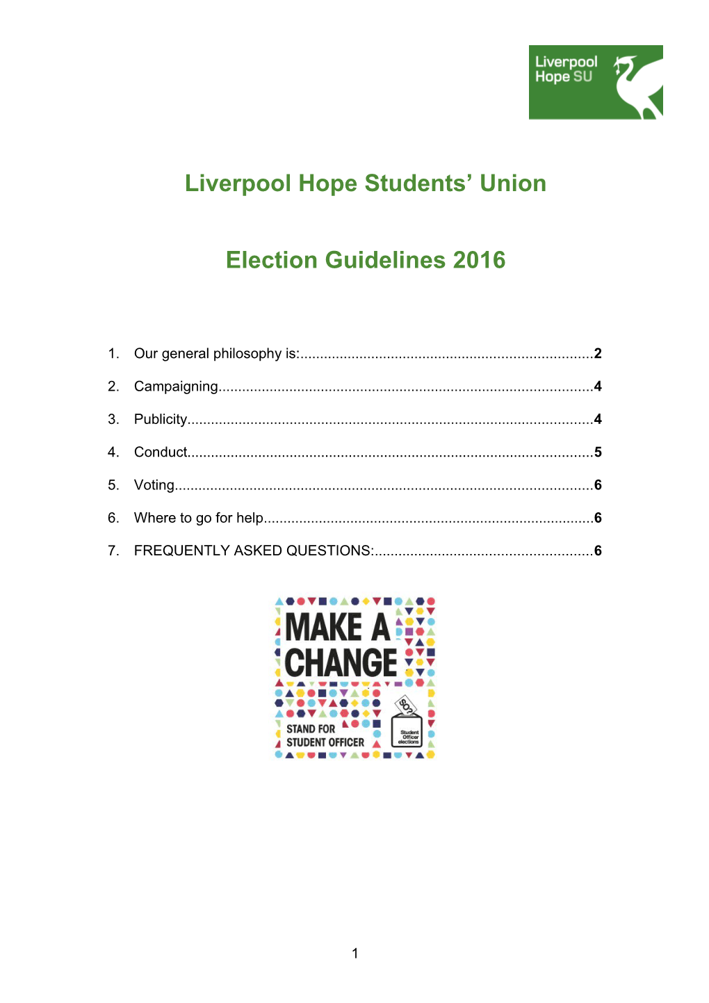 Liverpool Hope Student Union Election Rules