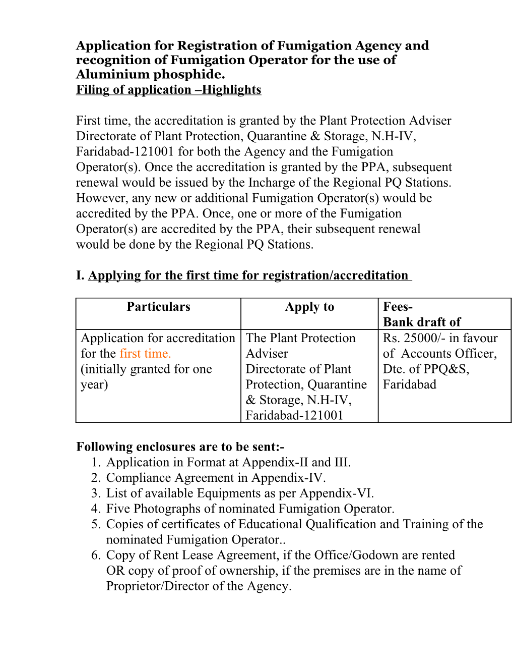 Filing of Application -Highlights