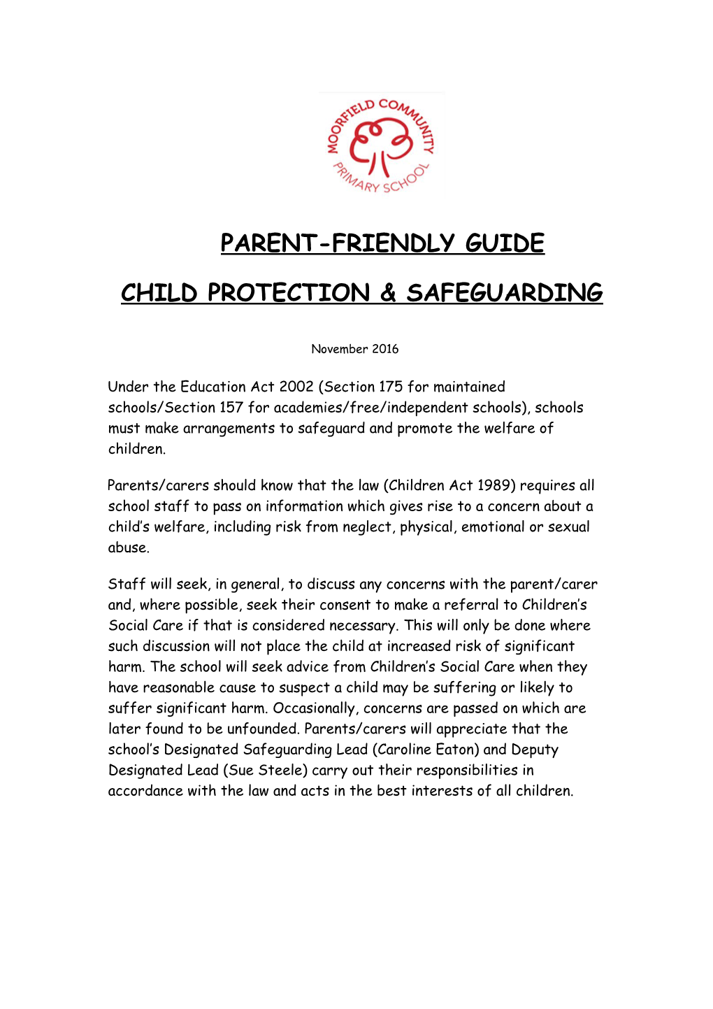 CHILD PROTECTION & SAFEGUARDING Parent-Friendly Version