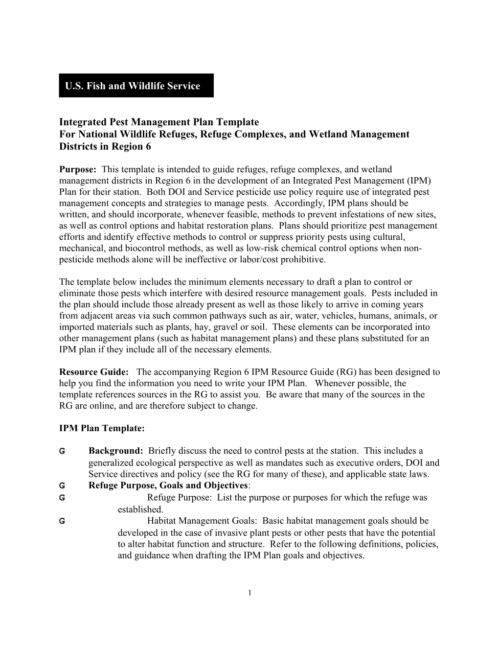 Integrated Pest Management Plan Template