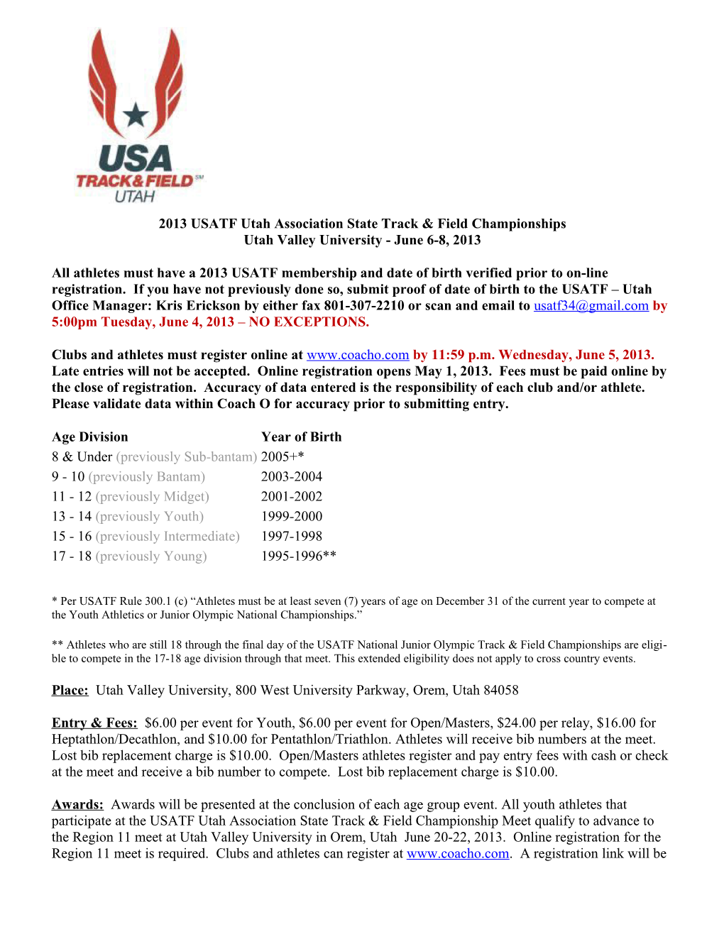 USATF Track & Field Meet