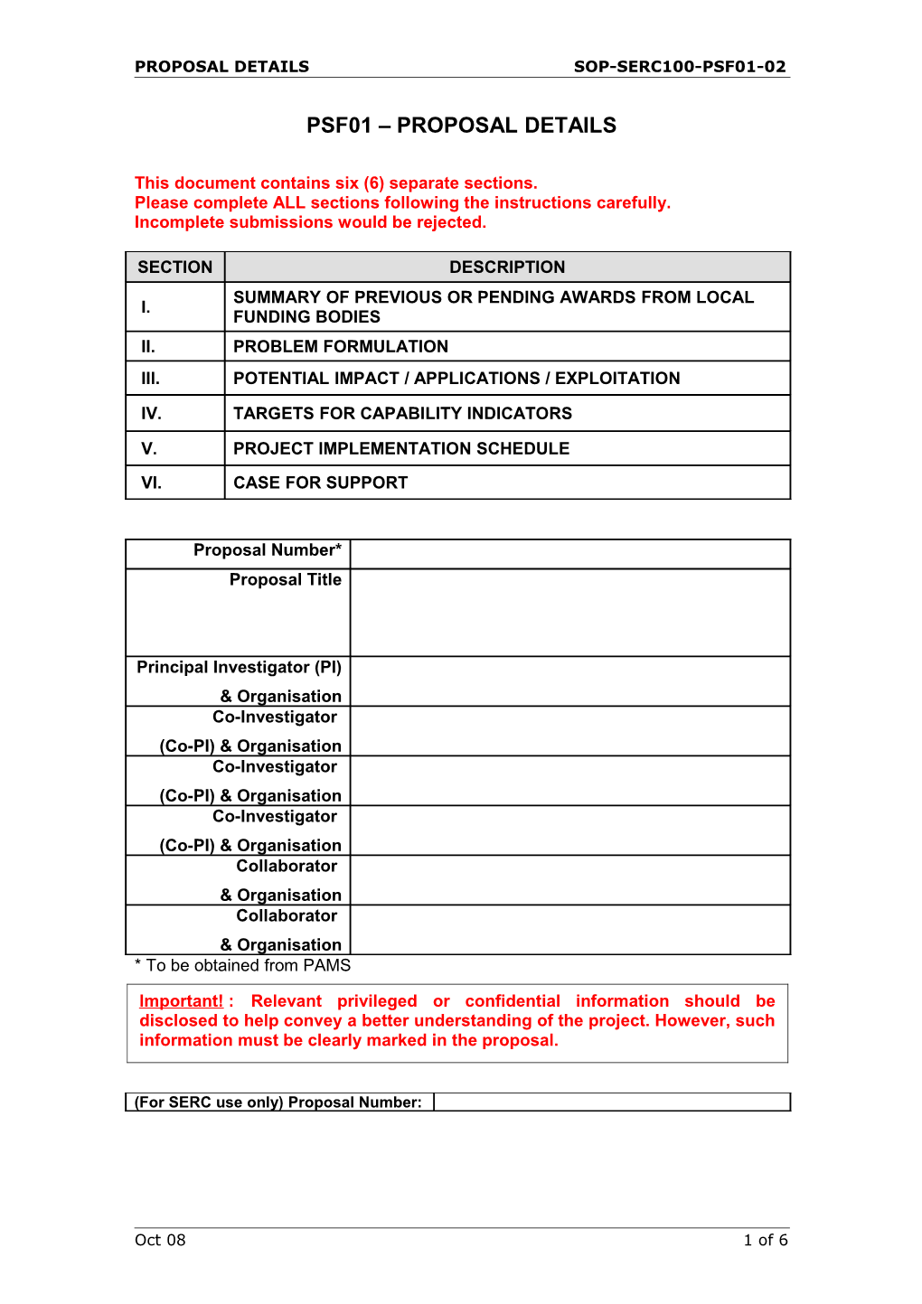 Proposal Details Sop-Serc100-Psf01-02