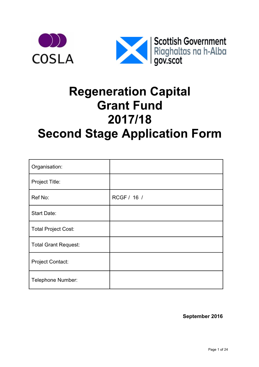 Second Stage Application Form