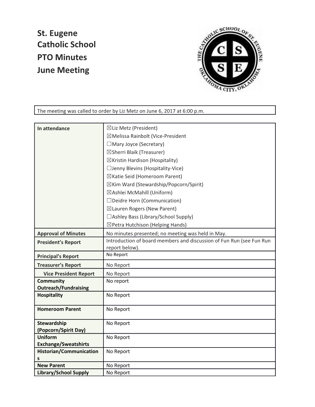 PTA Meeting Minutes Template