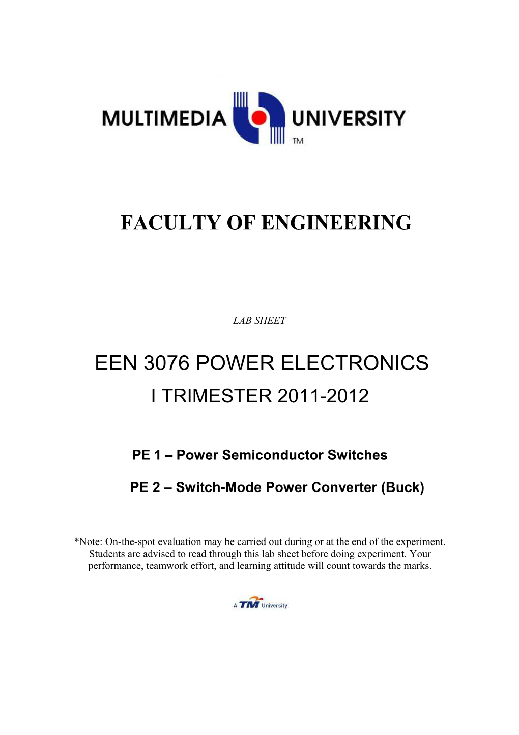 EEN3076 Power Electronics: PE1 & PE22010/2011