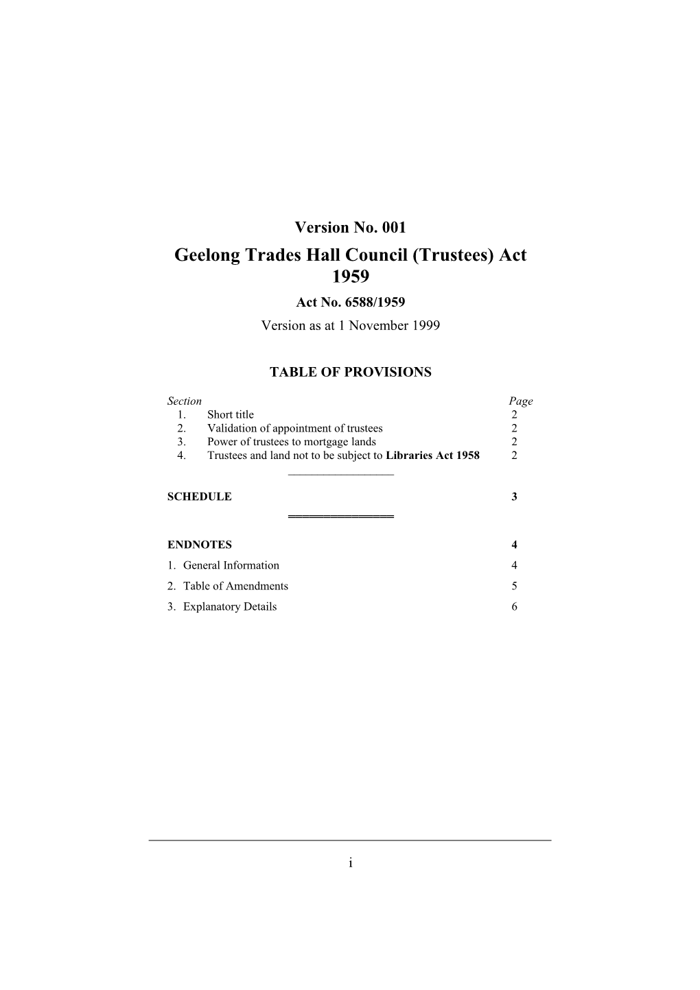 Geelong Trades Hall Council (Trustees) Act 1959