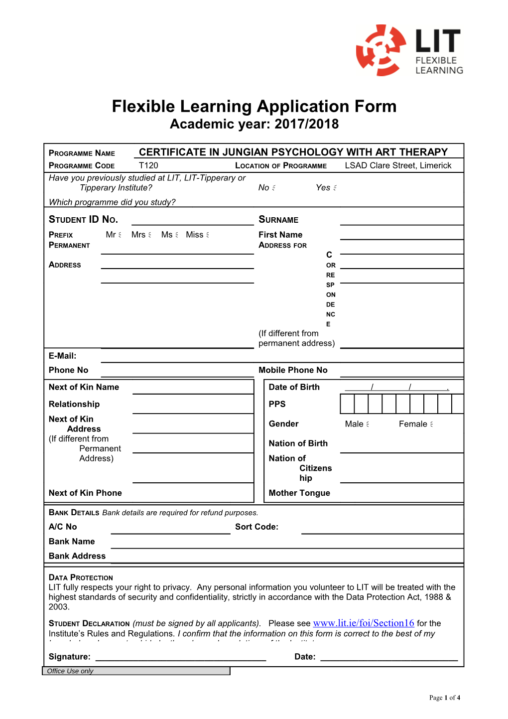 Flexible Learning Application Form