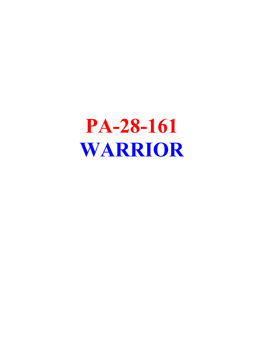 MNFC PA-28-161 (Warrior) OPERATING CHECKLIST