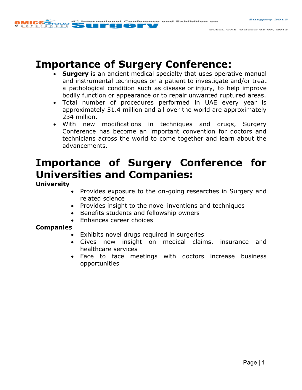 Importance of Surgery Conference