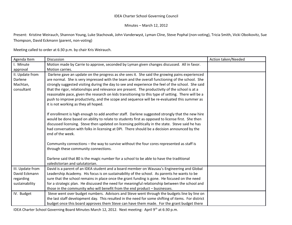 IDEA Charter School Governing Council