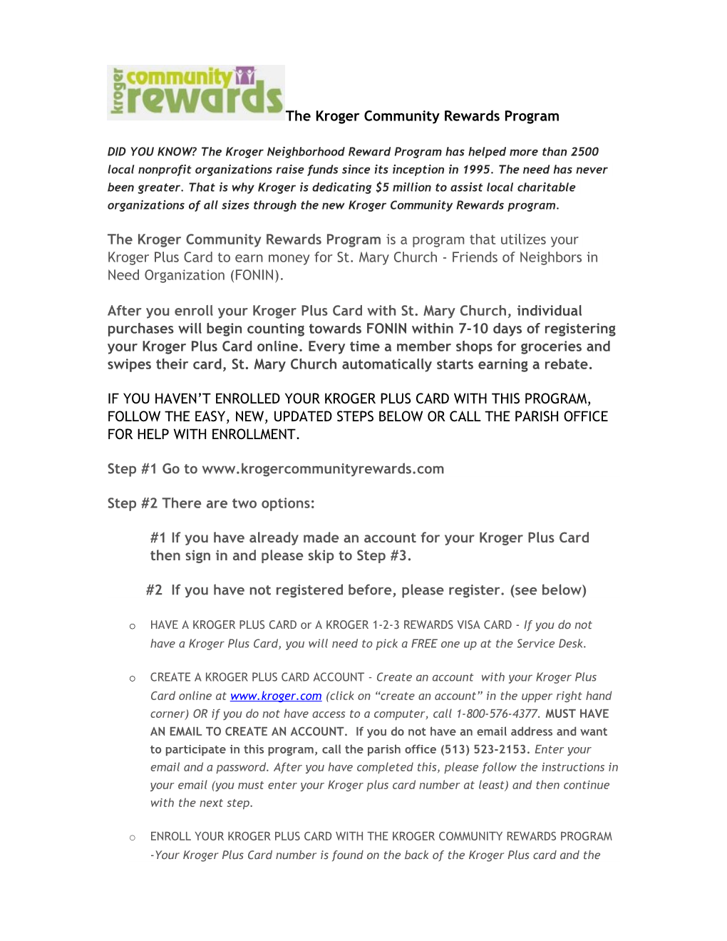 Kroger Community Rewards Program New for 2012