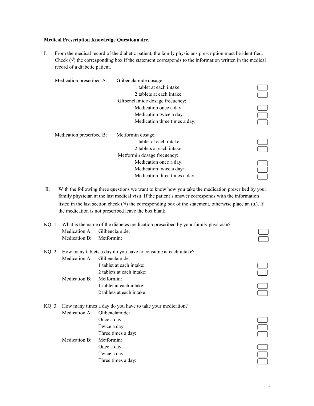 Medical Prescription Knowledge Questionnaire