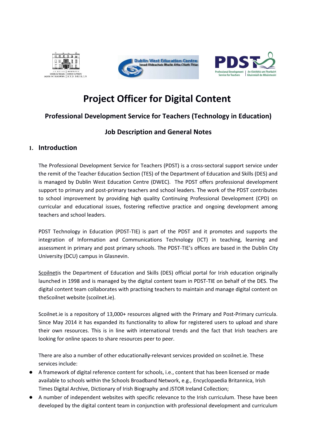 Project Officer for Digital Content