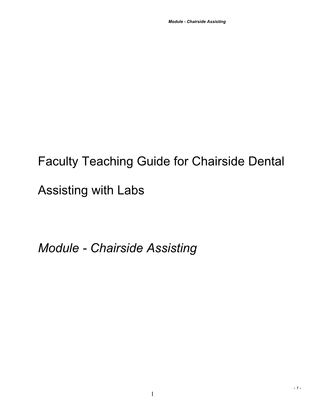 Module - Chairside Assisting