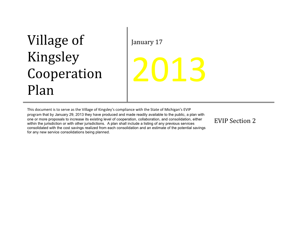 Village of Kingsley Cooperation Plan