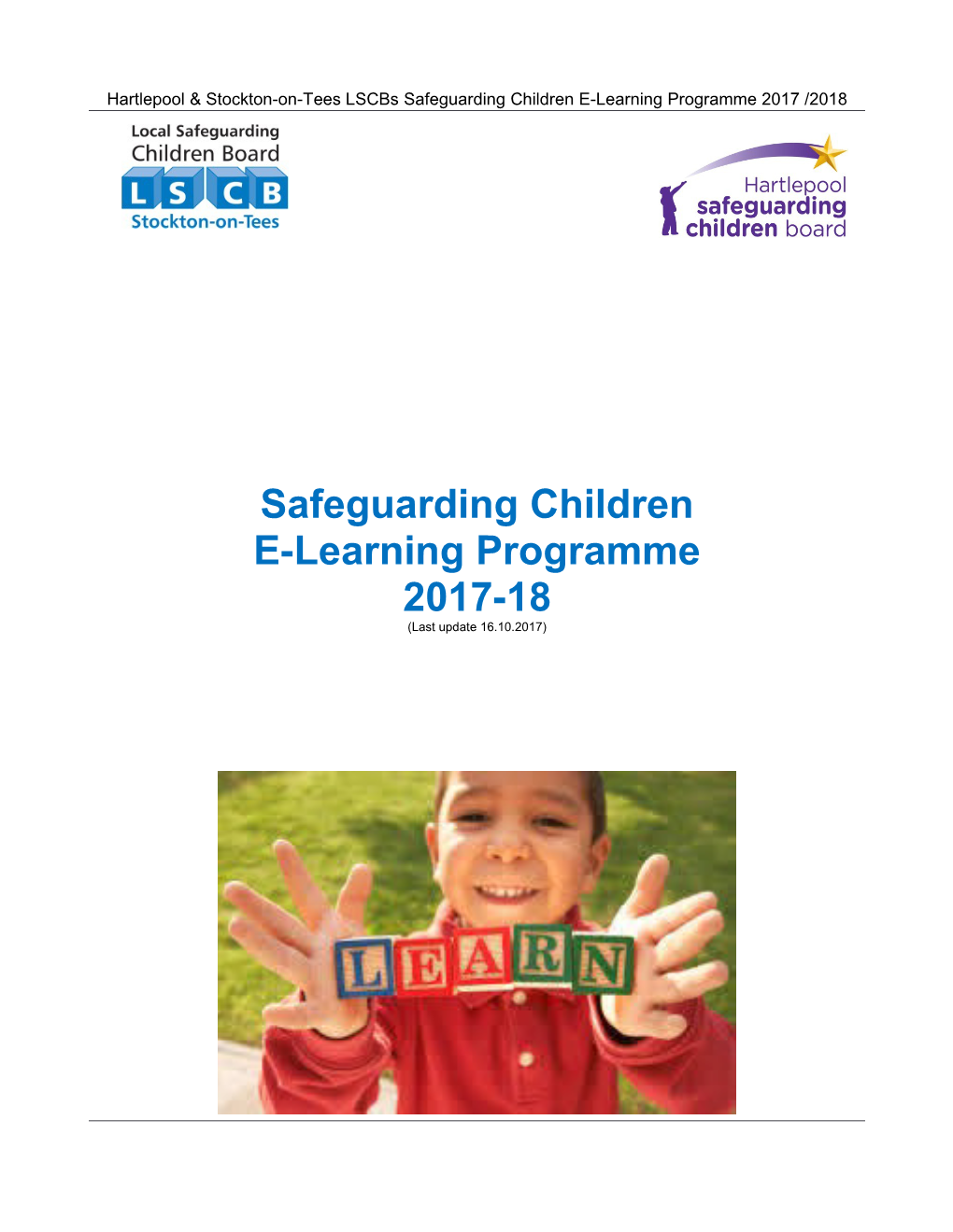 Hartlepool & Stockton-On-Tees Lscbs Safeguarding Children E-Learning Programme 2017 /2018