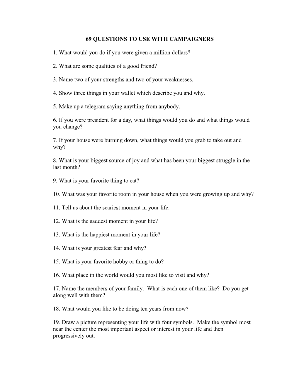 Here Are Some Questions to Use in Campaigners