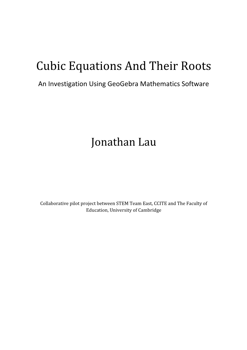 Cubic Equations and Their Roots