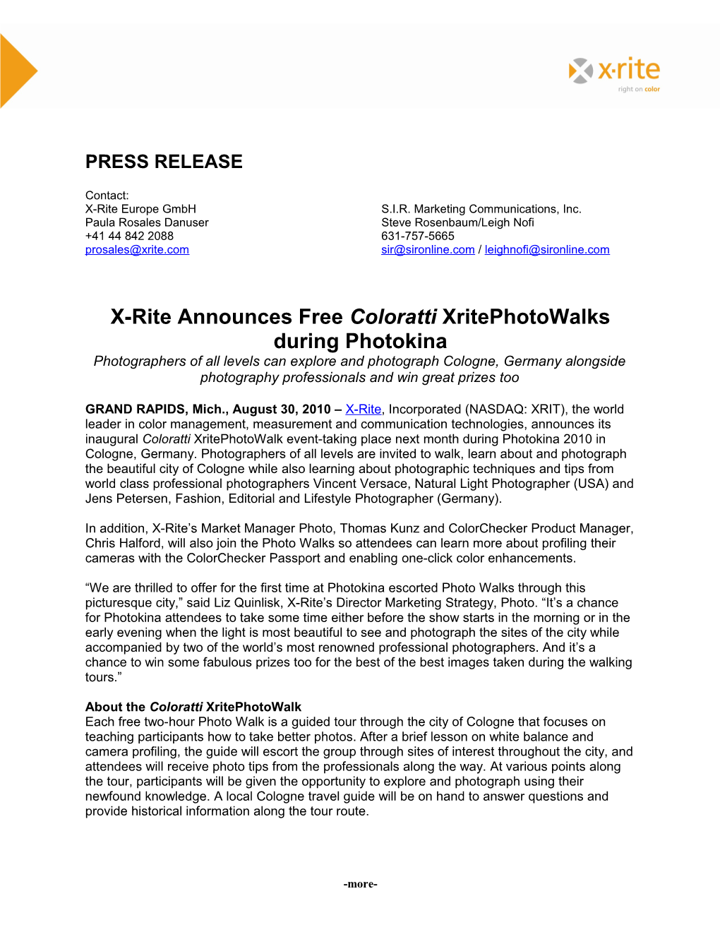 X-Rite Announces Photokina -2