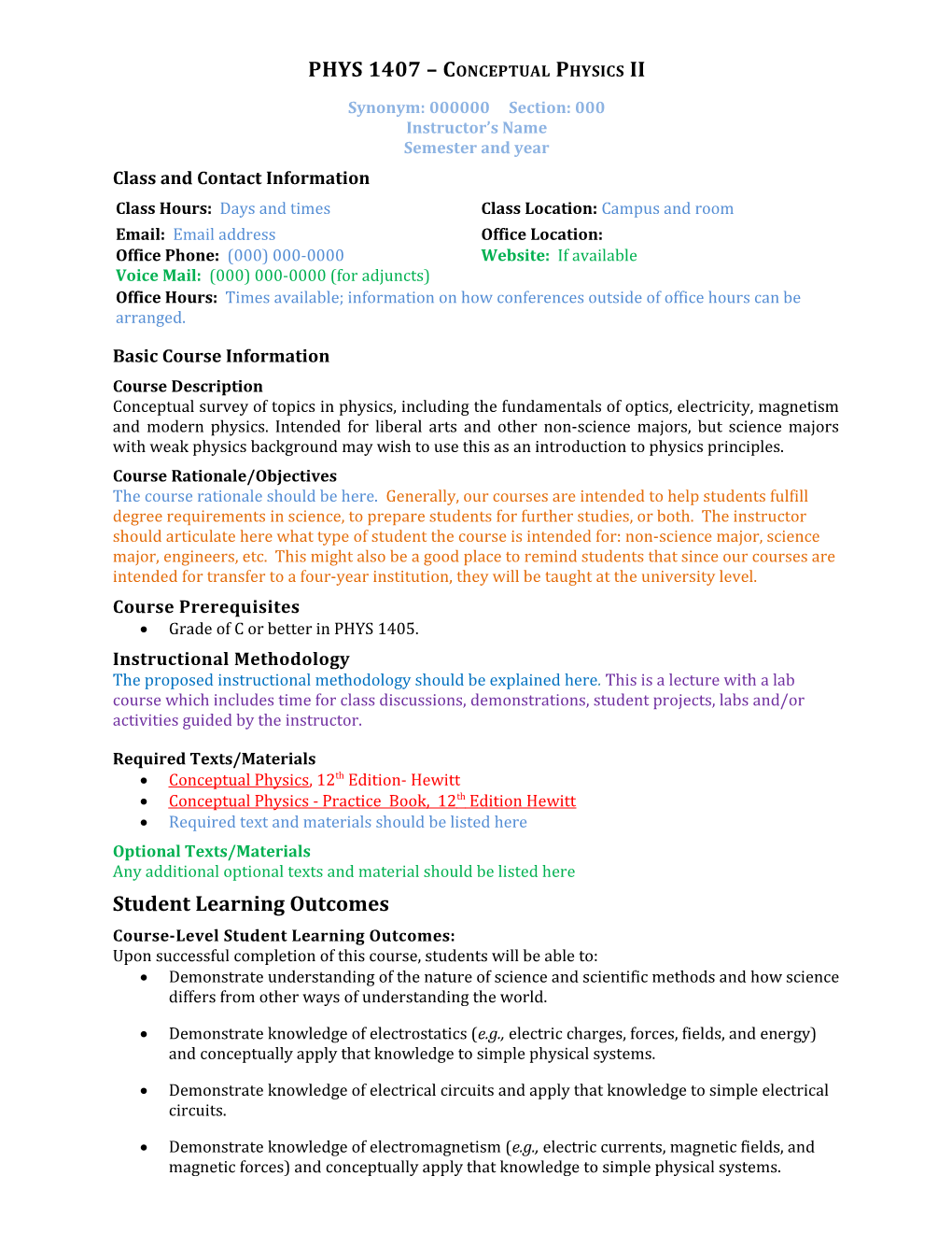 PHYS 1407 Conceptual Physics II