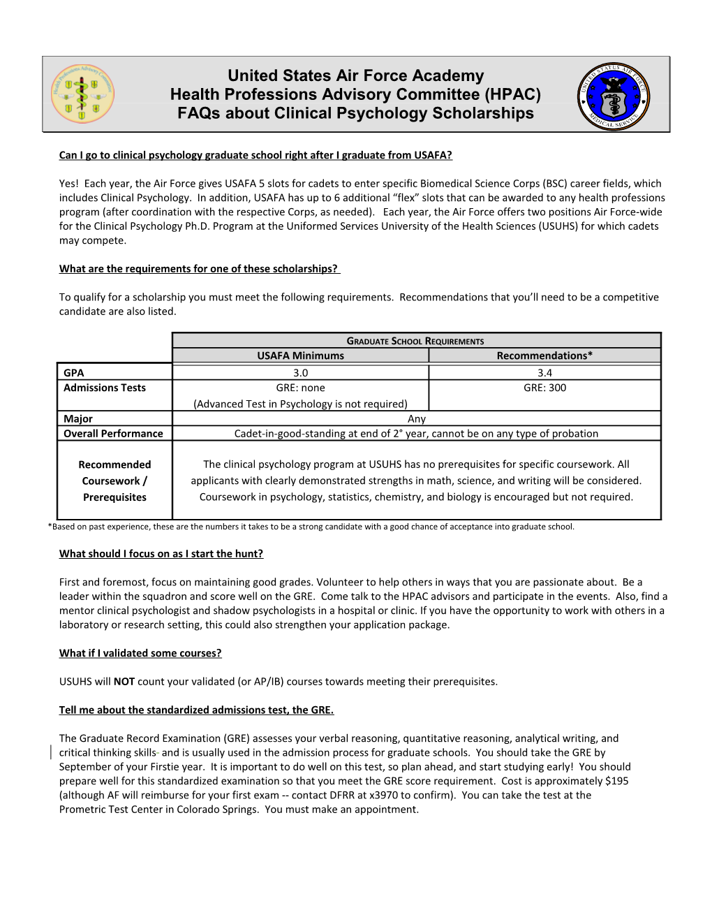 FAQS on Going to Medical and Dental School After USAFA