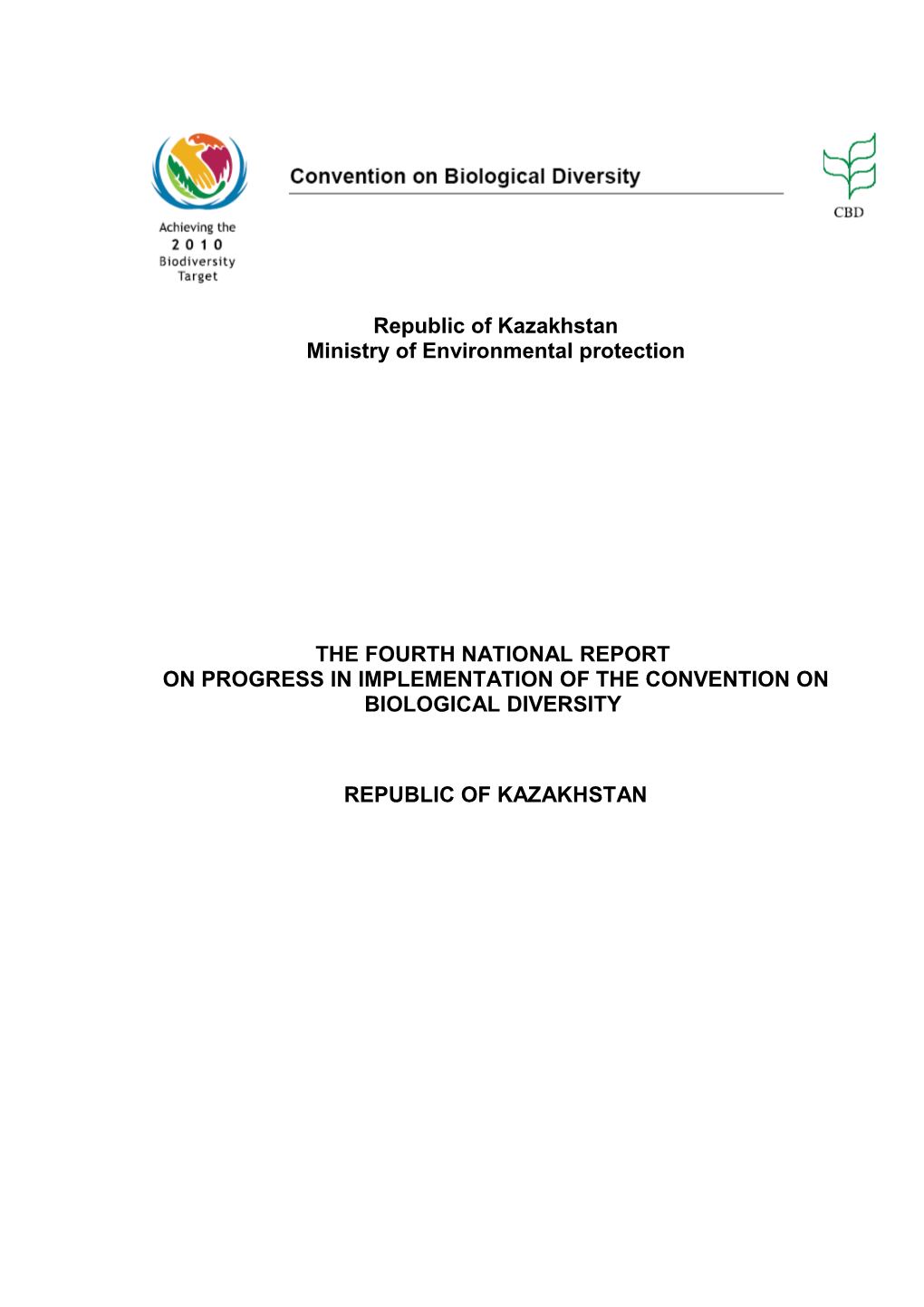 CBD Fourth National Report - Kazakhstan (English Version)