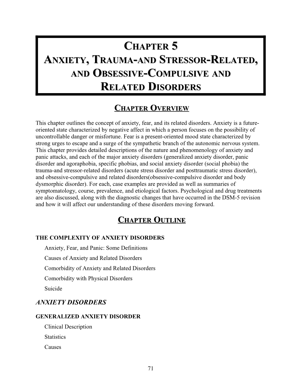 Anxiety, Trauma-And Stressor-Related, and Obsessive-Compulsive And