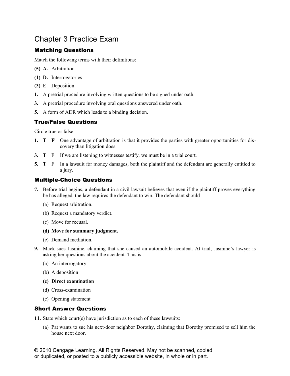 Chapter 3Practice Exam