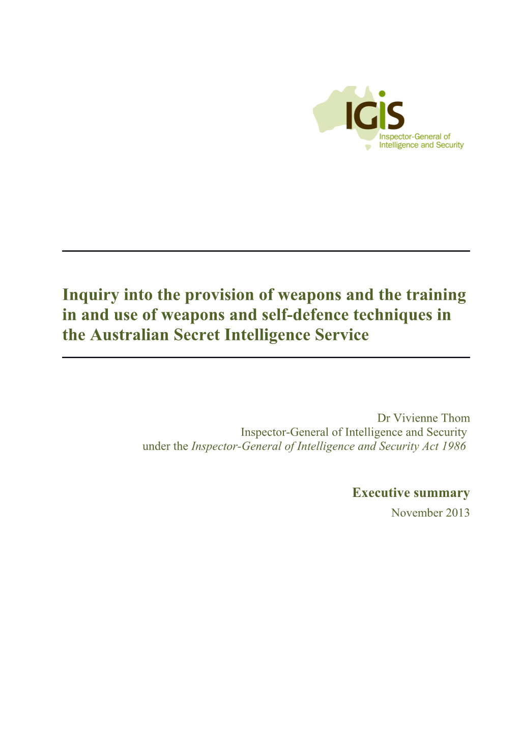 Defence Security Authority Report - Inquiry Into Allegatins of Inappropriate Vertting Practices