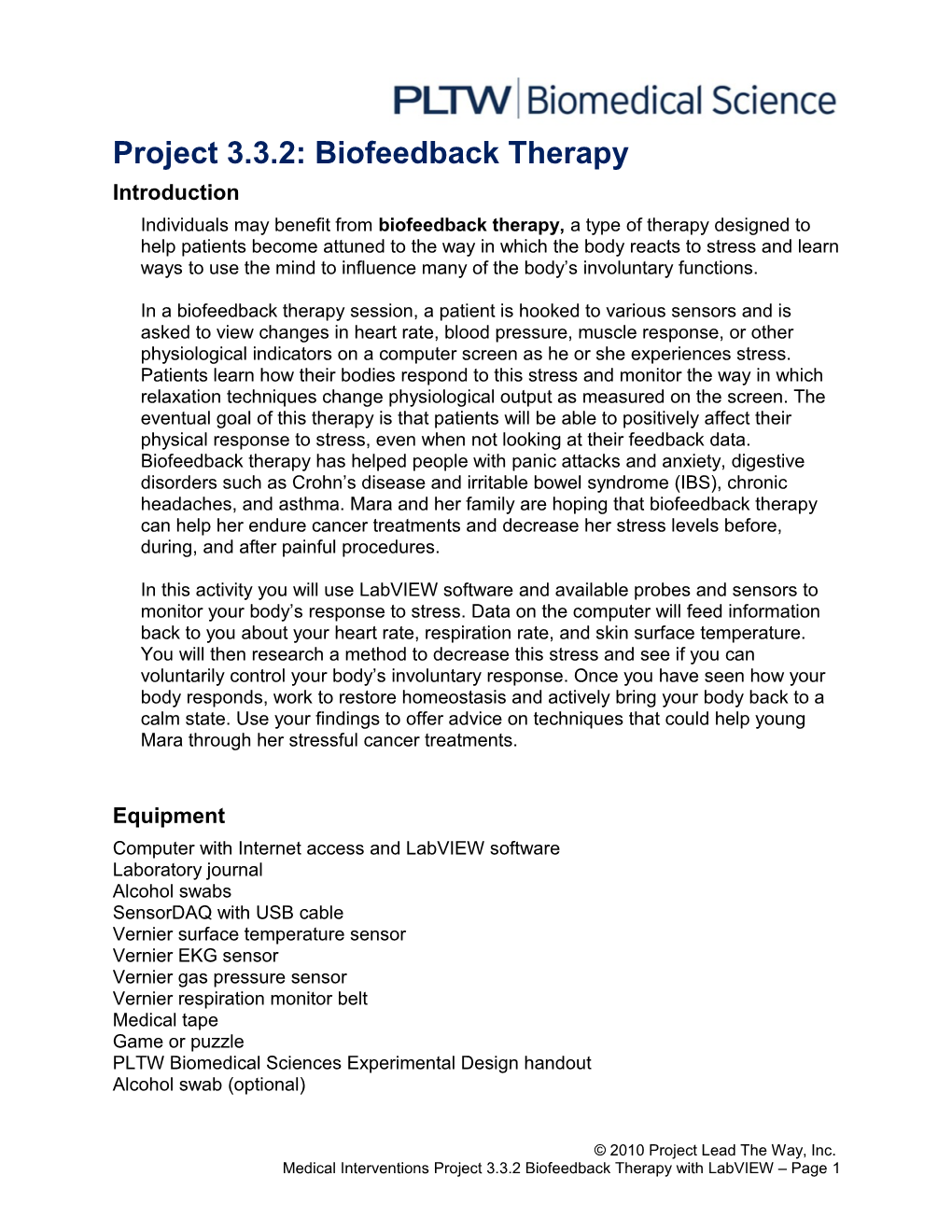 Project 3.3.2: Biofeedback Therapy