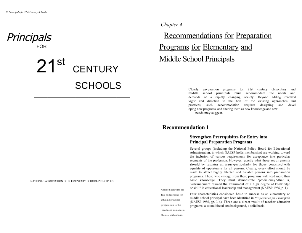 18 Principals for 21St Century Schools