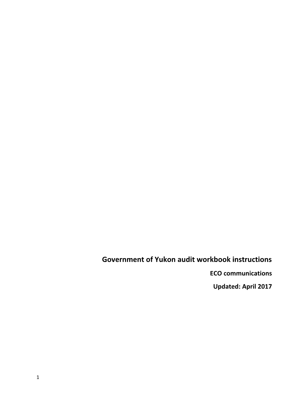 Government of Yukon Audit Workbook Instructions