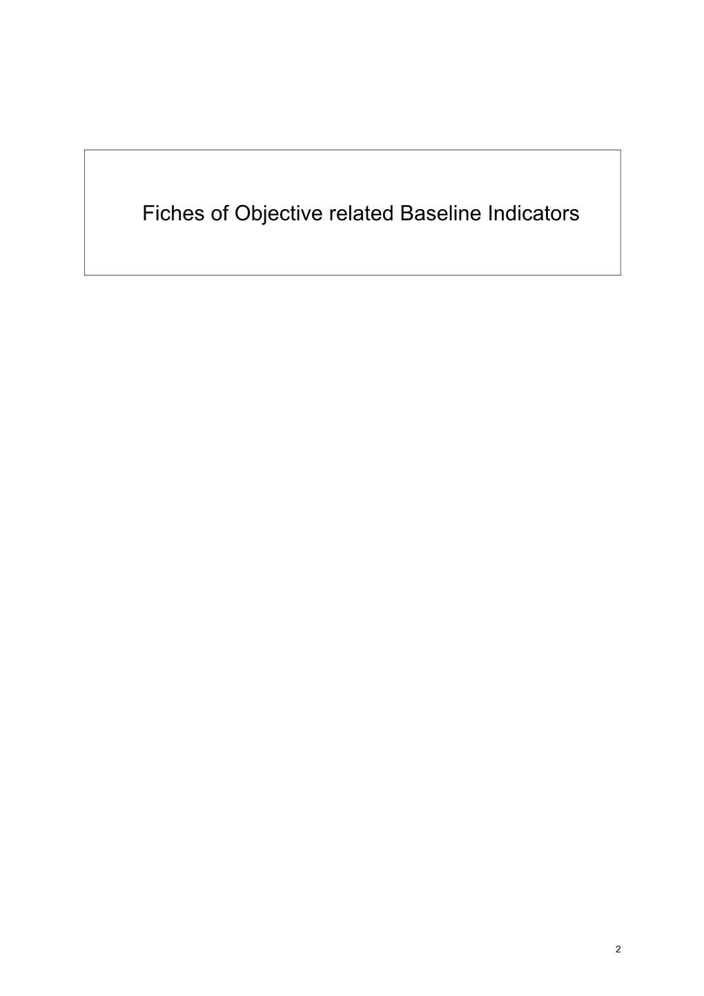 Guidance Note G Baseline Indicators Fiches