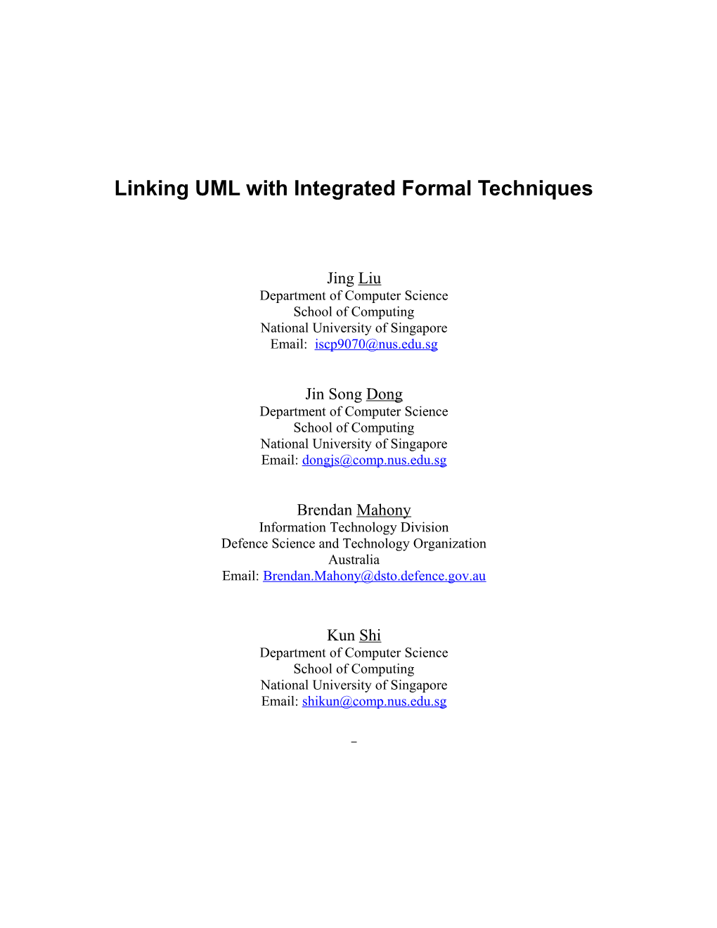 Linking UML with Integrated Formal Techniques