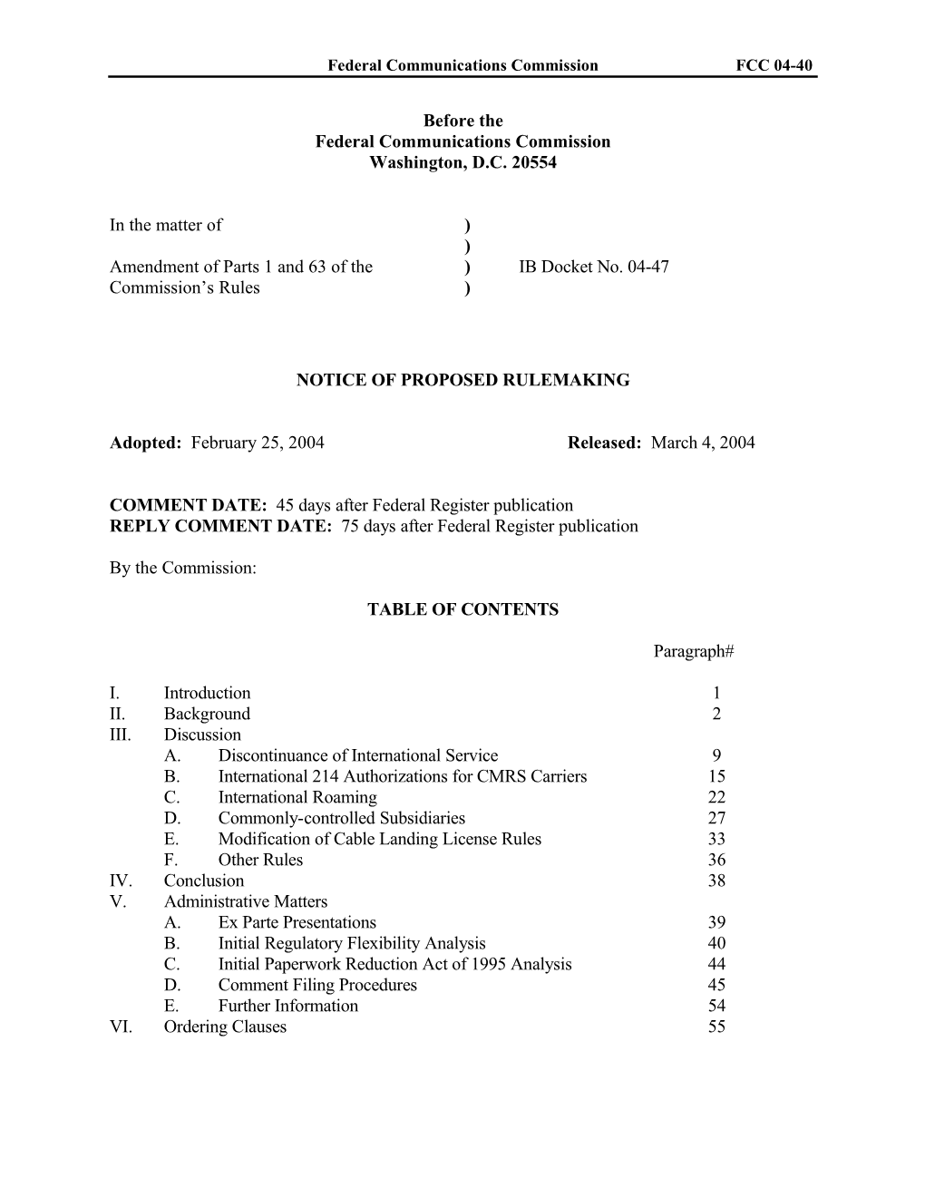 Federal Communications Commissionfcc 04-40