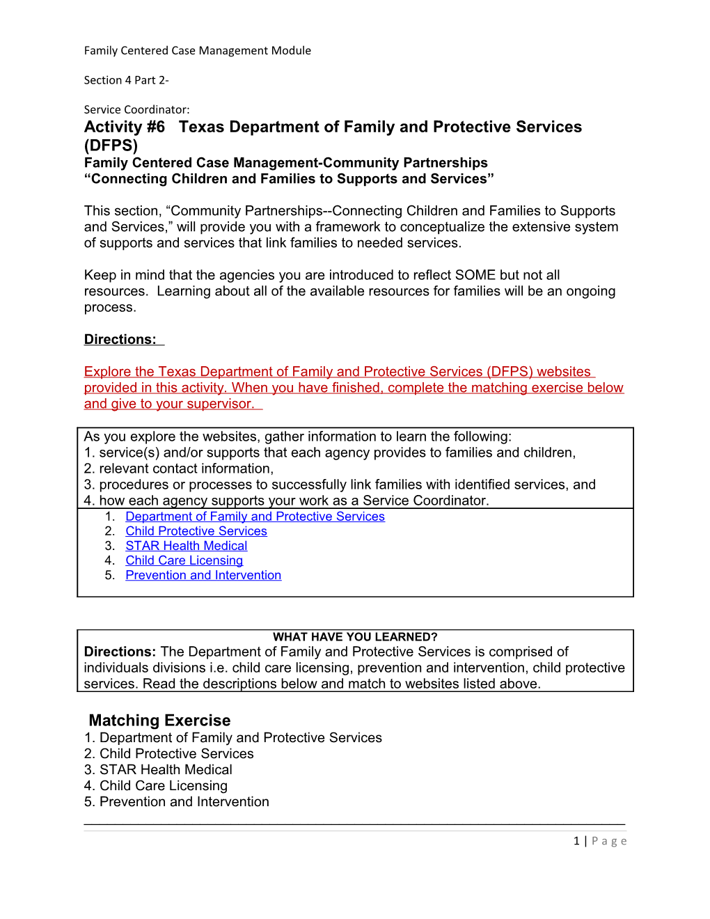Activity#6 Texas Department of Family and Protective Services (DFPS)