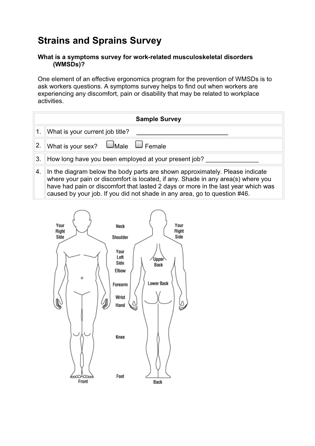 Strains and Sprains Survey