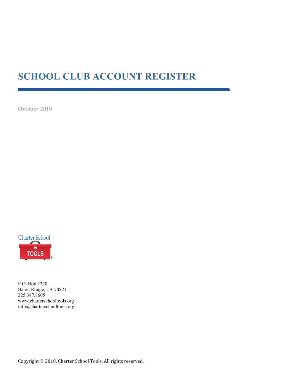 School Club Account Register