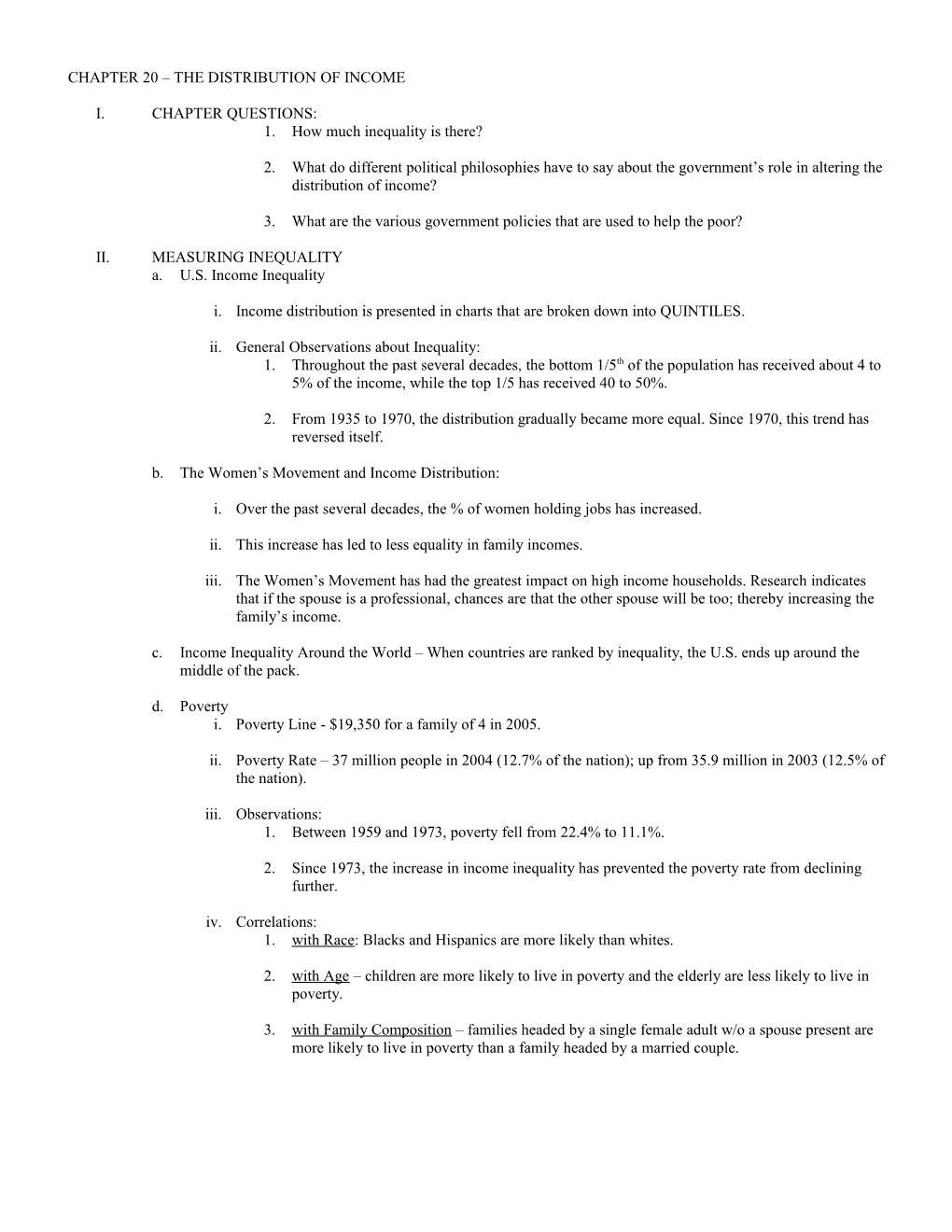 Chapter 20 the Distribution of Income