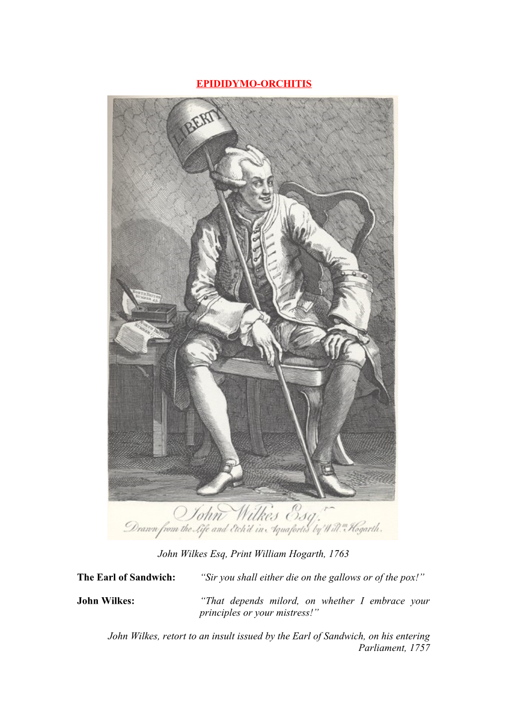 John Wilkes Esq, Print William Hogarth, 1763