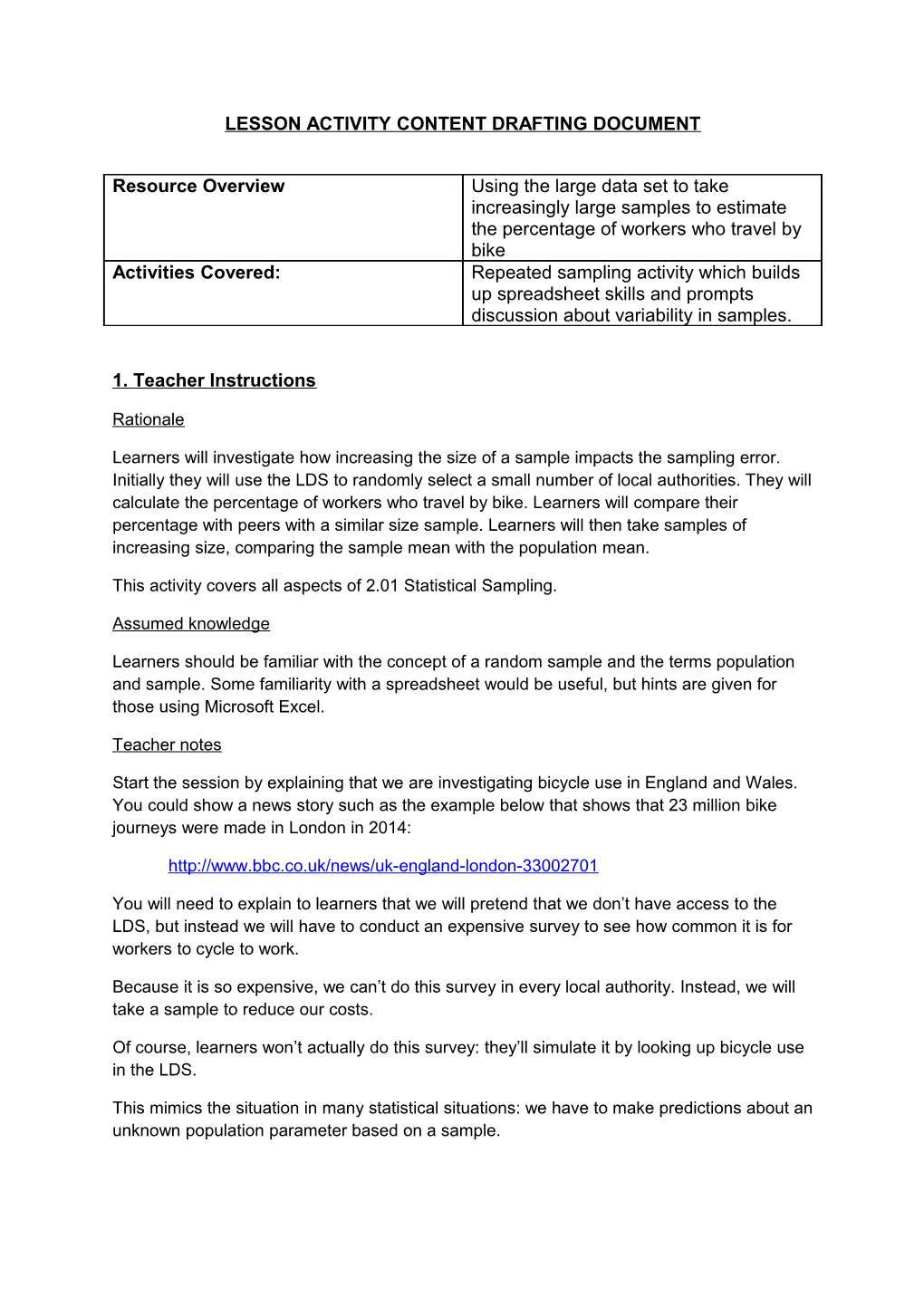 Lesson Activity Content Drafting Document
